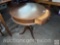 Furniture - Vintage round accent drum table w/1 dovetailed drawer, 3 legged, claw tip feet