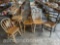 Chairs - 5 Wooden chairs, 1 is highback swivel bar chair and 1 is vintage thatched seated