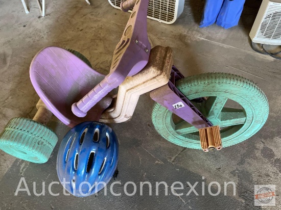 Toys - Big Wheel trike and helmet