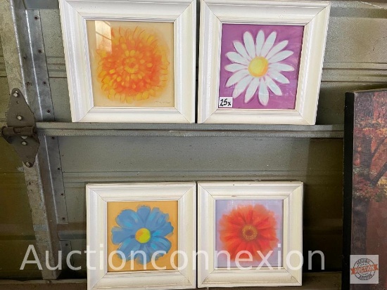 Artwork - 4 Flower Power prints by Anthony Morrow, Blue Daisy, Shasta Daisy, Poppy & Chrysanthemum