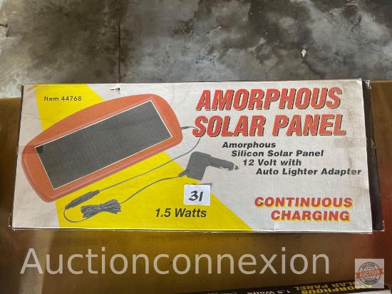 Amorphous Solar Panel 12v auto lighter adapter 1.5watts continuous charging