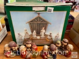 Christmas - 10pc Nativity set in box and 4 Porcelain nativity scene figurines