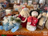 Christmas - Plush figures, 3 blue Santas, snowman, Snowman angel, Santa
