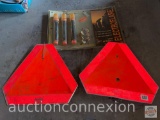 Automotive - 2 Emergency reflective triangle signs and package of 3 electroflares
