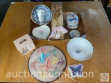 Decor - Butterfly motif fan, bowl, new mugs, piggy bank, 24k gold covered rose etc.