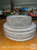 Dish ware - International Silver Co. Fine China dishes, White w/silver trim, 8 dinner plates, 8