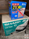 Office Supplies - Sharp UX-1100 Fax machine in box and box of roll Fax Paper