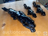 Collectibles - 3 vintage Black Panthers ceramic figurines, jeweled eyes