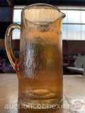 Glassware - Vintage depression glass water pitcher, orange peel