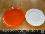 Dish ware - 2 vintage platters, Padre California round orange platter & Federalist Ironstone platter