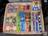 Wrist Watches - lg. lot of Disney & cartoon themed kid's watches, Talking Goofy, Toy Story, Batman,