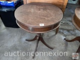 Furniture - Vintage round accent drum table, 3 legged