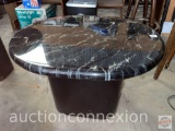 Furniture - Small oval modern styled end table, black marbled design