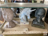 3 Statues - 1 girl, 1 Unicorn, 1 Batt.op Halloween, moveable, glowing eyes