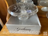Gorham crystal pedestal cake plate, orig. box 11