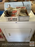 Whirlpool Dryer, 4 cycle, 3 temp, large drum, dryer vent and 3 washing machine hoses