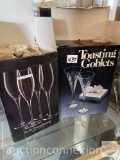 Glassware - 2 boxes stemware, 2 Toasting flutes, 4 champagne flutes
