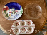 Dishware - 3 Christmas - 2 trays and muffin dish