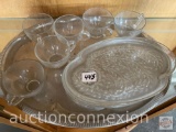 Glassware - Vintage Luncheon set and metal tray