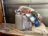 Blankets, mattress topper, Shower curtain, rod, floral hooks, 2 curtain rods