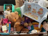 Stuffed animals, Disney Goofy, Bears, toy hammock, wooden toy bench etc.