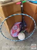 Toys - Hula hoop, Wilson volleyball, pogo stick, umbrella, Truth or Dare board