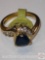 Jewelry - Fashion Cocktail Ring, 14k gold electroplated cubic zirconia, lg. blue stone w/clear accen