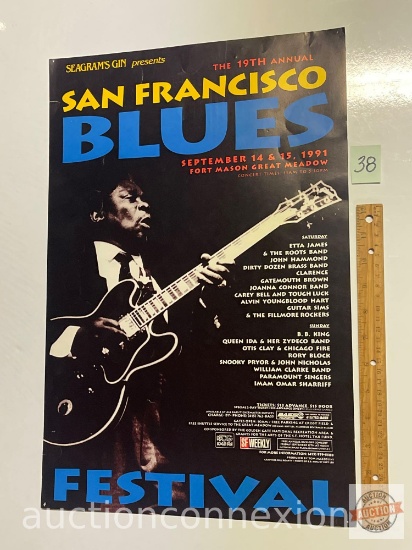 Poster - Seagram's Gin 19th annual SF Blues Festival, Sept. 14-14, 1991, 13"wx19.5"h