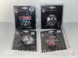 Sports collectibles - 4 NFL Team lapel pins, Raiders 2013, 2018, 2019 and 2013 Police/Firemen game