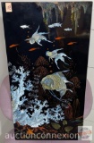 Artwork - Asian Lacquer art, fish relief design, 31.5
