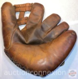Sports - Vintage 1940's Baseball Mitt, Elmer Riddle trademark, H-web pocket, Split finger, GoldSmith