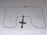 Jewelry - Necklace and ornate cross pendant 23 marcasites, Italy .925