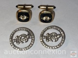 Jewelry - Vintage Krementz cuff links and 2 pins, 