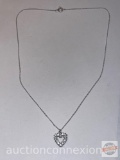 Jewelry - Necklace and sterling pendant heart w/12 clear stones