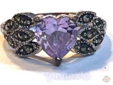 Jewelry - Ring, lite purple heart stone w/ marcasites sz 6