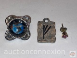 Jewelry - 3 - single .925 stud earring w/purple stone, Bolo tie slide w/Satellite, Pendant (Success)