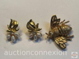 Jewelry - Avon - pr. post earrings w/seed pearls and clear stone and large Bee brooch
