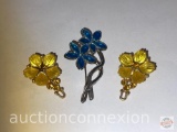 Jewelry - Pendants - 3 Floral (2 amber, 1 blue)