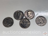 Currency - Coins - 5 Eisenhower $1 coins, 1-1974, 3-1976 Bicentennial, 1-1978