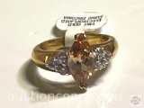 Jewelry - Fashion Cocktail Ring, 14k gold electroplated cubic zirconia, lg. citrine color marquise