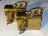 PM Craftsman Bookends w/ dogs, brass, 5.5
