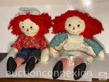 Dolls - 2 large Raggedy Ann & Raggedy Andy, 24
