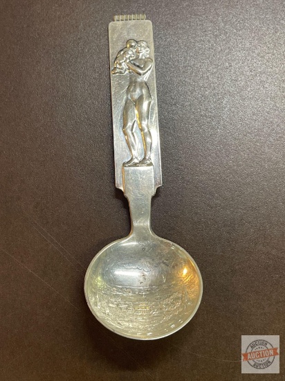 Collector spoon - Sandefjord, Mother & baby, Silver plate marked, 6"