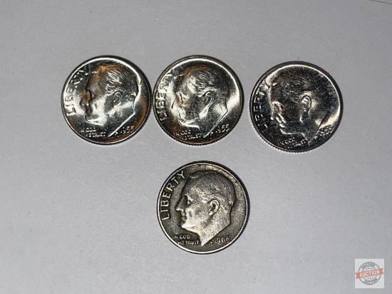 Coins - 3 - 1955-P silver dimes, Ike