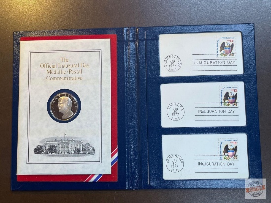 Coins - 1977 Official Inaugural Day Medallic/Postal Commemorative Jimmy Carter silver medal & 3 post