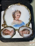 Jewelry - Hand painted Limoges France, Brooch and matching earrings screw back