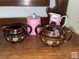 Sugar / Creamer - 2 sets - Brown, Japan & Pink hand painted Lefton china