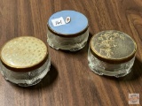 Vintage Vanity Dresser/powder jars with lids - 3 round