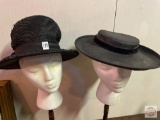 Hats - 2 Vintage women's dress hats, black, 1 Cloverlane