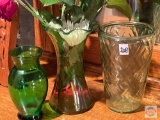 Glass ware - 3 Green vases